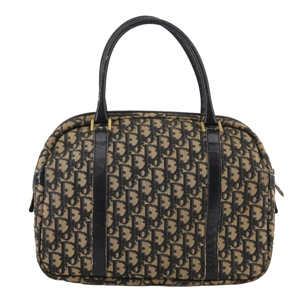 Christian Dior Trotter Canvas Hand Bag Navy Gold Auth 104738 - Picture 3 of 16